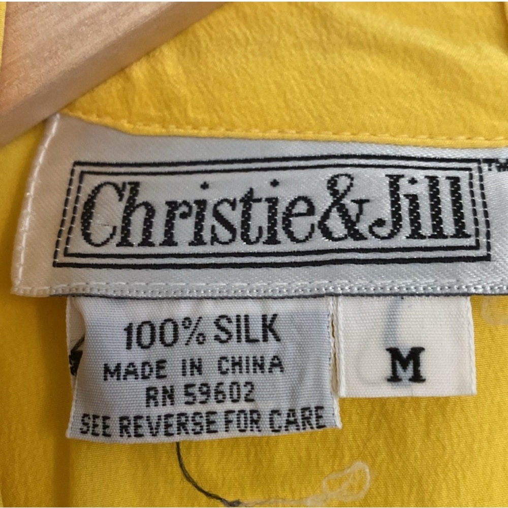 Christie & Jill 100% Silk Blouse in Marigold Yellow – Size M - Picture 4 of 4